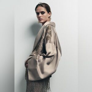 Zara Limited Edition Embroidered Beaded Kimono with Fringe (xs-s) runs large